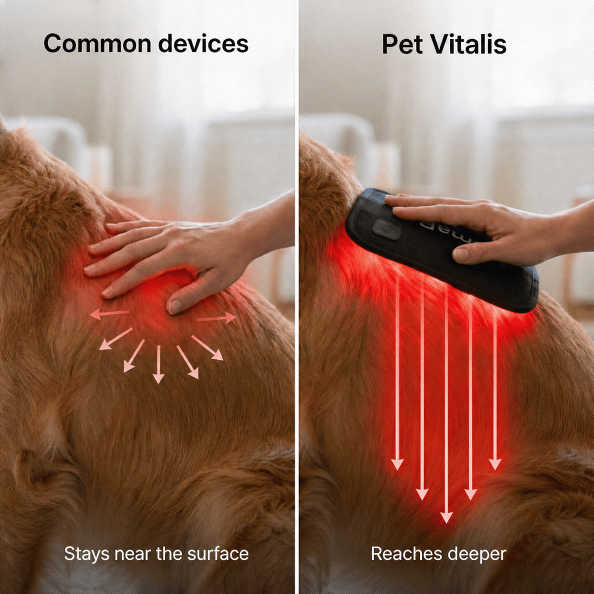How deep the light reaches compared with common devices
