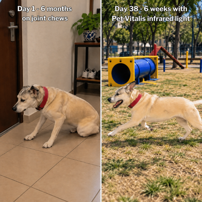Before and after: day 1 and day 38 with Pet Vitalis infrared light