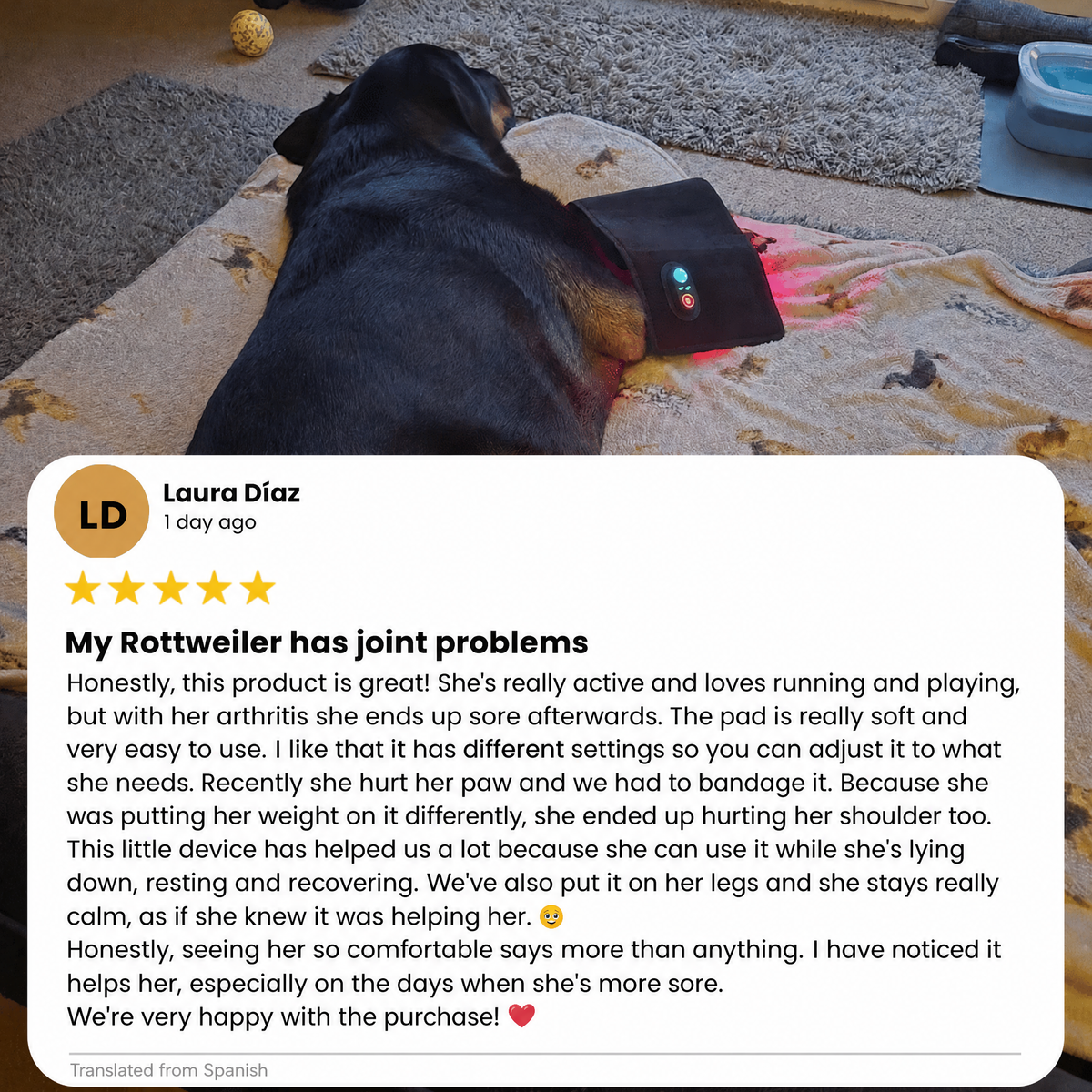Customer review translated from Spanish